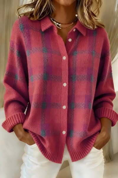 Isla | Checked Knit Cardigan
