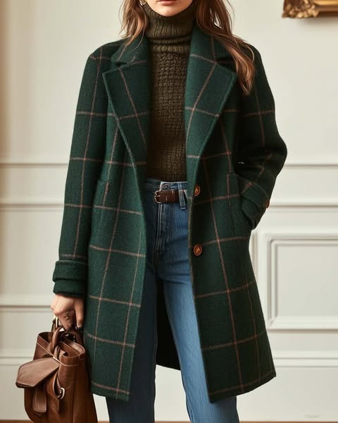 Stephanie | Elegant Wool Check Coat