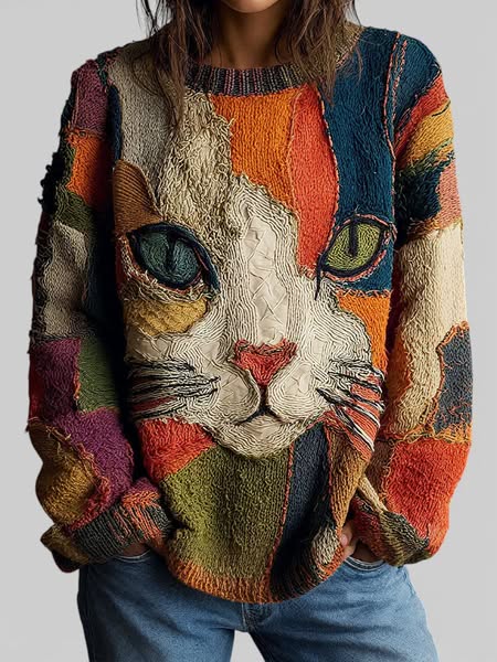 Claudia | Colourful Cat Sweater