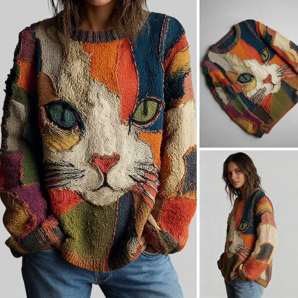 Claudia | Colourful Cat Sweater