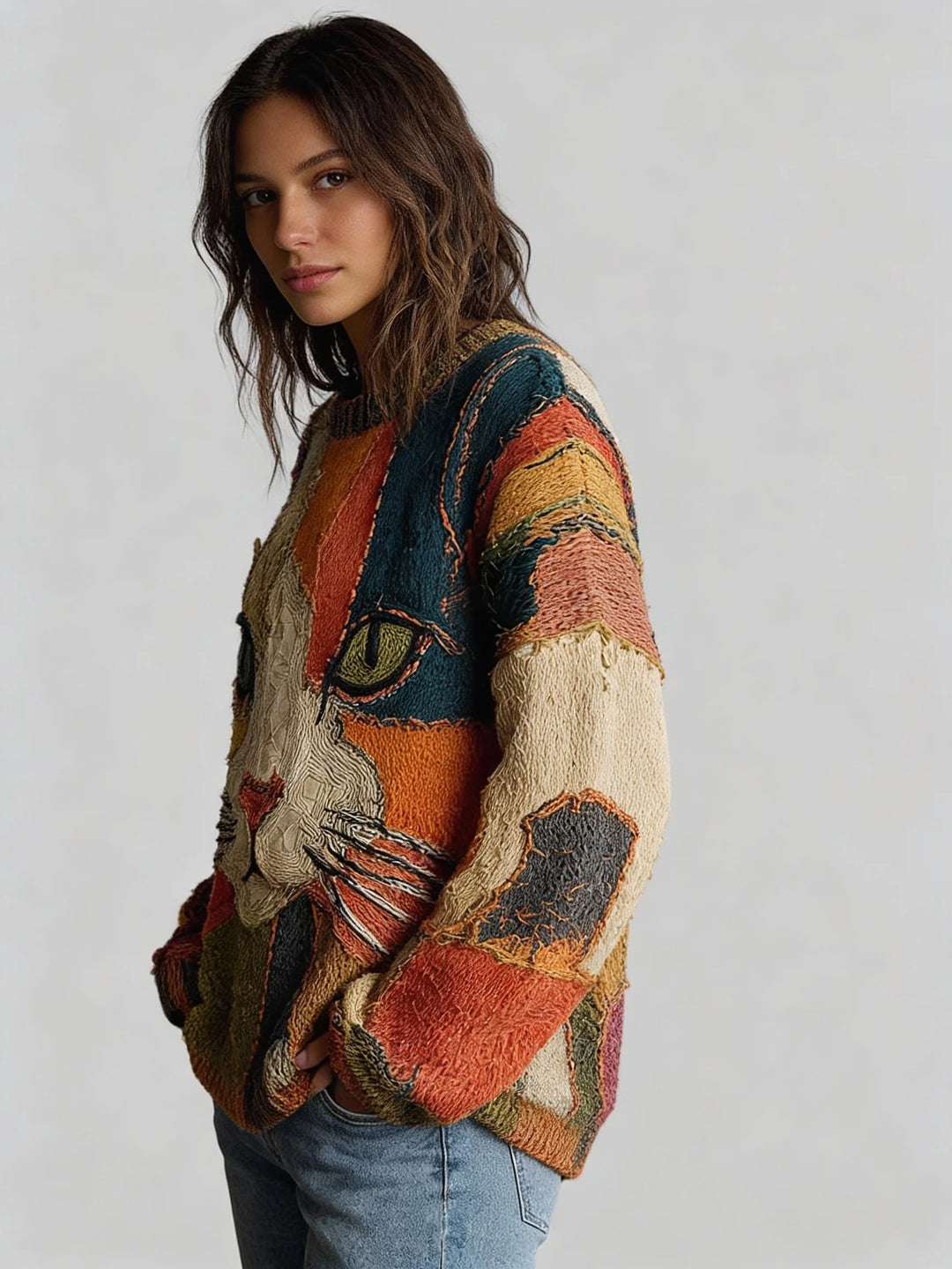 Claudia | Colourful Cat Sweater