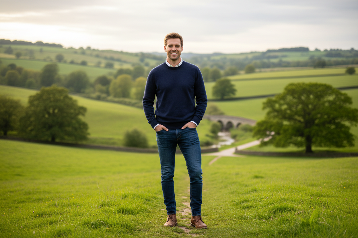 nee nee nee nee gewoon normale kleding haha de foto zelf is wel goed! super zelfs en geen hoed